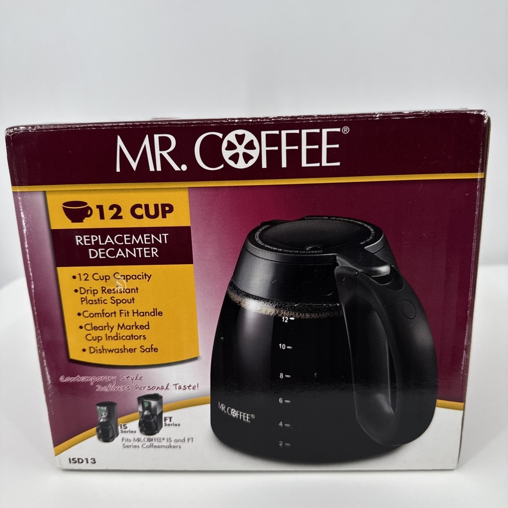 Mr. Coffee 12 Cup Replacement Decanter Black ISD13 Fits IS Series and FT Series